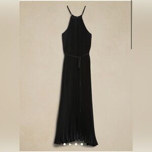 Banana Republic Halter Pleated Black Maxi Dress- Medium